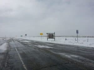 snow on road in late April
